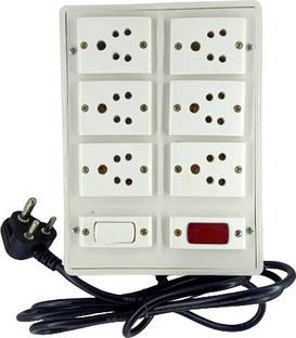 Goras Extension switch board with 6 Anchor sockets(5A) and 2 Anchor switches(5A) - 4M long wire Worldwide Adaptor