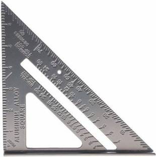BUKU Double Side Scale Aluminium Alloy Metric Inch Triangle Measurement Hand Tool Ruler (Set of 1, Silver) Tri-Square
