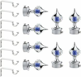 ATTIIC Blue Curtain Knobs, Rod Rail Bracket Metal