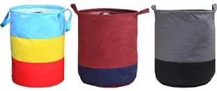 SHREYCRAFTS 45 LTR Landry Bag Basket (Non Woven)- Malti Color (Set of 3) Laundry Bag L- Malti03