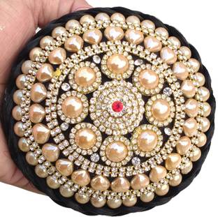 Hogtong Bridal Juda  Extension For Women And Girl With Stone Work Juda Bun Hair Extension