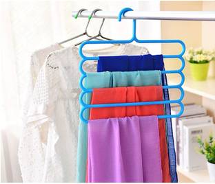 RAFTTAR Set of 6 Cloth set Organizer Space Saving Plastic Multi-Functional Storage Wardrobe Clothes Organizer Hanger for Shirts, Pants, Skirts, T-Shirts Plastic Saree Pack of 6 Hangers For  Saree