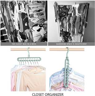 MMT Multifunctional Smart Closet Organizer | Premium Wardrobe Clothing Cascading Hanger 9 Slots | Innovative Design for Heavy Clothes, Shirts Pants Dresses Coats HANGER PACKOF-1 Plastic Shirt Hanger For  Shirt