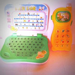 Kmc kidoz combo Learning Kids Laptop, Study Game Kids Mini Laptop English Learner Study Game Computer Notebook Toy & Learning Mobile Phone With Projector Toy for Kids