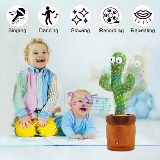 Galox Colorful Glowing Talking Toy, Repeating What You Say Cactus Toys 15s recording sound Singing 120 Songs Plush Electronic Baby Toys Funny Creative Kids Toy