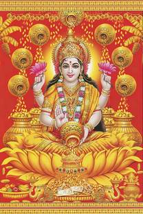Goddess Lakshmi Maa Religious Waterproof Vinyl Sticker Poster || (24 inch X 18 inch) btcan2952-2 Fine Art Print