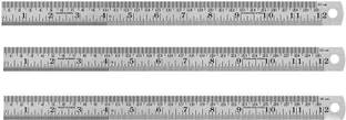 Qatalitic Stainless Steel Scale/Ruler 1 Foot (30 cm / 12 inch) (Set of 3 Pcs) Ruler