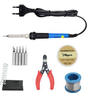 Hillgrove 5in1 Professional Mobile Soldering Iron Equipment Tool Machine Combo Kit Set with Flux Paste and Wire 60 W Temperature Controlled