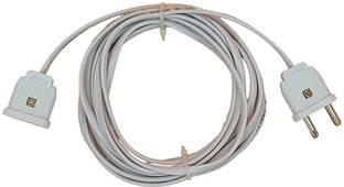INDRICO 2 Pin Male Female Socket Flexible Flat Cable Wire Extension Cord for Multi-Purpose Use Home Wall Décor, Diwali Christmas Decoration White PVC (Pack of 1, 2 Meter Wire) 1  Socket Extension Boards