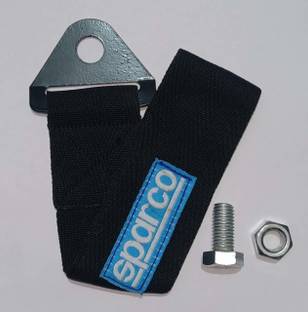 Auto MT Black SPARCO Tow Belt & Strap || SPARCO Premium Black Universal Front & Rear Tow Strap/Tow Hook Towing Belt (Nylon, 1000 kg Pull Capacity) Front and Rear Mount Towing Hook