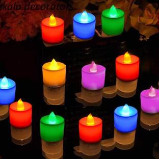 Kala Decorators Flameless LED Tealights, Smokeless Plastic Decorative Candles Pack of 12 Candle Plastic 12 - Cup Tealight Holder