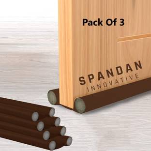 SPANDAN Door Bottom Sealing Strip Guard for Home | Door Stopper | Door Seal | Door Closers | Sound-Proof Reduce Noise Energy Saving Weather Stripping | Waterproof - Brown, 36 inch (Pack of 3) Floor Mounted Door Stopper