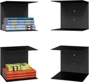 Levon Levon Book Shelf Wall Mounted Heavy Duty Metal Invisible Book Shelves 2 Piece Per Pack (Made in India) with Screws Silver Wall Shelf