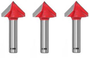 ALPHABET Shank-Ø8MM Centre Carving ( V-Groove)(16X12) Router Bit 3 Pc Rotary Bit Set