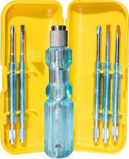 Guide Unbreakable Insulated Industrial Screwdriver Set Kit Double Light LINE TESTER ( 5 in 1) Combination Screwdriver Set
