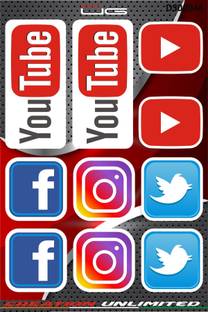 Golden Fox 15.24 cm MULTICOLOR SOCIAL MEDIA STICKERS FOR ALL BIKES AND CARS Self Adhesive Sticker