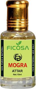 Ficosa Mogra Attar For Men and Women | Indian Attar | Itra | Scent | Natural Fragrance Oil | 0% Alcohol With Floral Fragrance (10ml) Floral Attar