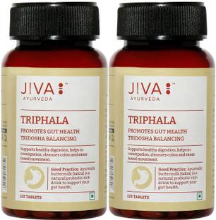 JIVA Triphala Tablets - Promotes Gut Health - 120 Tablets Each - Pack of 2