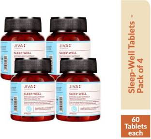 JIVA Sleep-Well Tablets - Restores Natural Sleep - Non-Habit Forming Sleep Supplement - 60 Tablets Each - Pack of 4