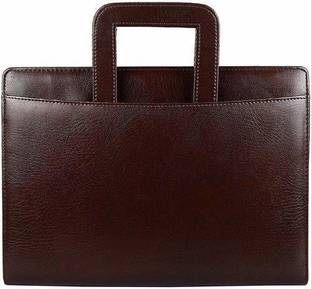 True-Ally Leather Premium Leatherette A4 Conference 2D Ring Binder File Folder with Adjustable Handle Includes 25 Leaf of 200 Micron Sheet Protector for Interview Documents Certificates , Dark Chocolate