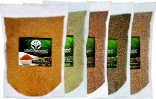 HDC SIRIDHANYA Unpolised & Organic Combo Pack of 5, Browntop, Foxtail, Kodo, Barnyard, and Little Millet [5 kg Total], Organic Farm Produce, High Fibre Millets 1 Kg Each Foxtail Millet