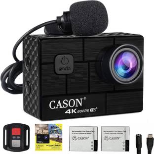 CASON CN10 4K 60fps HD Action Camera for Vlogging Waterproof Sports Camera with External Mic, 2 x 1350 mAh Battery Sports and Action Camera