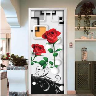 Creative Print Solution 76.2 cm 3d box with red rose design door sticker for door Self Adhesive Sticker