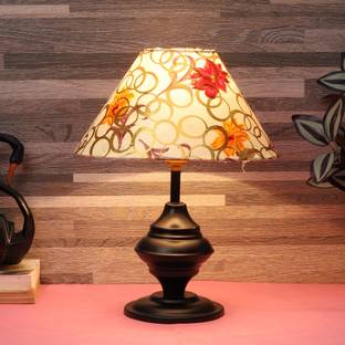 foziq Multicolour Fabric Shade with Black Metal Base Table Lamp