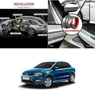 PROEDITION Carbon Fiber Wrap Auto Door Entry Guard Sticker,Anti-Collision Strip, Y1 Matte, Glossy, Chrome Volkswagen Polo Side Garnish