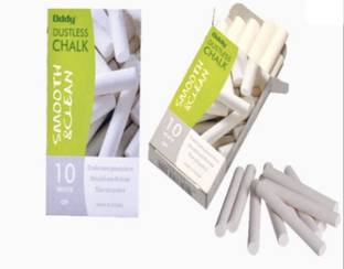 Oddy Non Toxic White Dustless Blackboard Chalk (Pack of 10, Each pack contain 10 sticks) board Dustless WHITE Chalk (10 X 10, 100 STICKS)