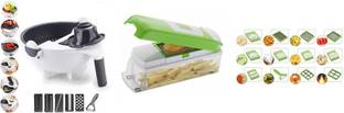 Value Adds Presents a combo pack of multifunctional 12 in 1 nicer dicer chopper + vegetable cutter and drain basket (wet basket) Vegetable & Fruit Chopper