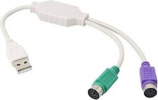 InfiDeals KVM Cable 1 m USB 2.0 To PS2 Keyboard Mouse Cable Converter Connector -1 m KVM Cable (Compatible with Keyboard, Mouse, White)