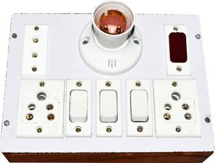 SPelectronic HEAVY DUTY SWITCH BOARD ( 3 SOCKET 3 SWITCH 1 BUTTON HOLDER 1 INDICATOR) 6 A Five Pin Socket