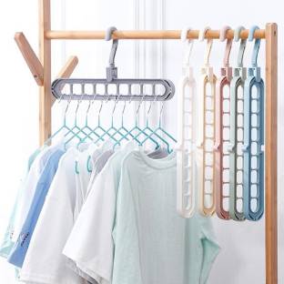 MMT 360 degree rotate 9 in 1 Plastic Shirt Pack of 6 Hangers For  Shirt