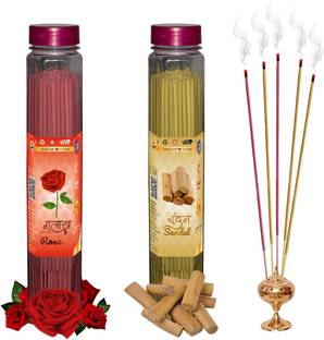 Shankh Rose & Sandal (Chandan) Agarbatti (Incense Stick) Pack of 200 gram (100 + 100) Fragrances Rose, Sandal (Chandan)