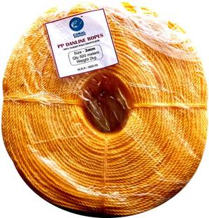 CORAL SHAKUNTALA ENTERPRISES 3 mm 500meter PP Nylon Rope Weight 2 kg Yellow