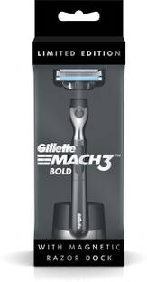 Gillette MACH3 Bold + Magnetic Razor Dock (Heavy, stylish mens shaver), Men