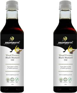 Drupenuts Wood Pressed Black Mustard Oil (Sarso Ka Tel) | Kolhu/ Kacchi Ghani/ Chekku | Natural & Chemical-Free | Ideal for Cooking, Baking Purpose Mustard Oil Plastic Bottle