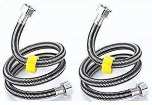 Clinton Stainless Steel 304 Grade Connection Pipe Chrome Finish (1/2-inch, 18-inch) Pack of 2 pcs Hose Connector