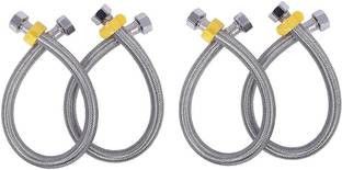 Clinton Stainless Steel 304 Grade Connection Pipe Chrome Finish (1/2-inch, 18-inch) Pack of 4 pcs Hose Connector