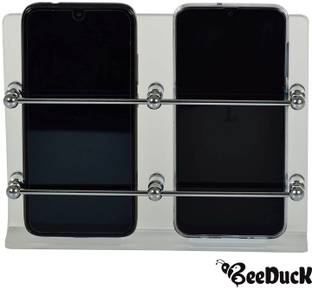 BeeDuck Acrylic Mobile Double Stand Mobile Stand Dual Phone Charging Holder TV AC Remote Stand for Home Office Bedroom Hotel Wall Multipurpose Mobile Stand Mobile Holder