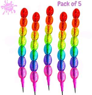 SmartCrafting Colourful Pearls Moti Design Non-Sharpening Stacking Pencil for Kids, Birthday Party Return Gifts Pencil Pencil