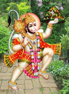 imbue Hanuman self adhesive vinyl painting without frame Digital Reprint 24 inch x 24 inch Painting