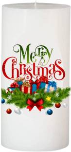 Floryn decor Christmas Candles | Christmas Printed Candles | Christmas Candles for Decoration | Christmas Pillar Candles (Merry Christmas, 3 by 6) Candle