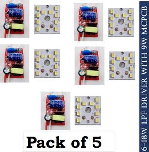 SG Flash (pack of 5) 9w MCPCB Led WITH 6-18W LPF DRIVER Raw Material For Led Bulb Light PREMIUM QUALITY Electronic Components Electronic Hobby Kit