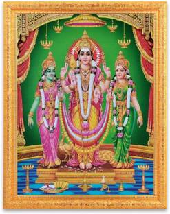BM Traders Murugan Valli Devsena Sparkle Print Digital Photo In Golden Frame Big Religious Frame