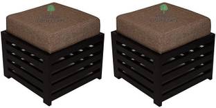 Smarts collection Wooden Foot Stool | Side Stool | Table for Sitting | Cushion Stool | Pouffes | Ottomans | Bedside Stool | Kitchen Stool - Set of 2 Solid Wood Side Table
