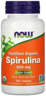 Now Foods Certified Organic Spirulina, 500 mg, 100 Tablets