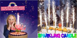 Devansh enterprises Auto Rotating Musical Candle with 6 Cake Decoration Anar Sparkle Candle Candle