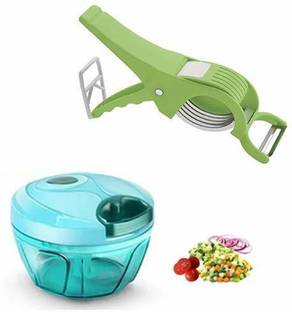DS SALES combo of multipurpose veg cutter & chopper Vegetable & Fruit Chopper Special Cutter for Onion Chopper end Vegetable Cutter and Peeler for Kitchen Vegetable Cutter 5 Sharp Blade with 2 in 1 Peeler handy chopper combo Kitchen Tool Set